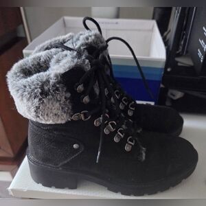Black White Mountain Combat Style Boots